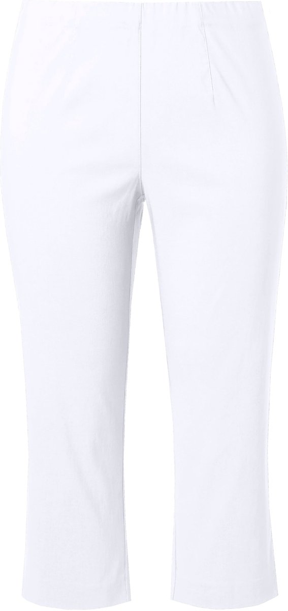 Ulla Popken - Dames - Bengalin broek kuitlang elastische tailleband stretch - Sneeuwwit - Maat 50