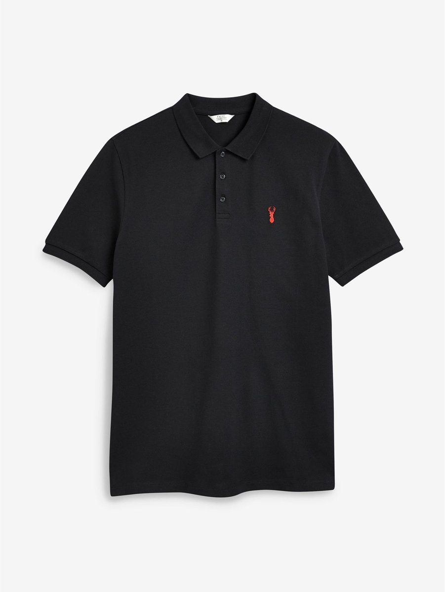 Next - Heren - Slim-fit piqué-poloshirt met korte mouwen - Zwart