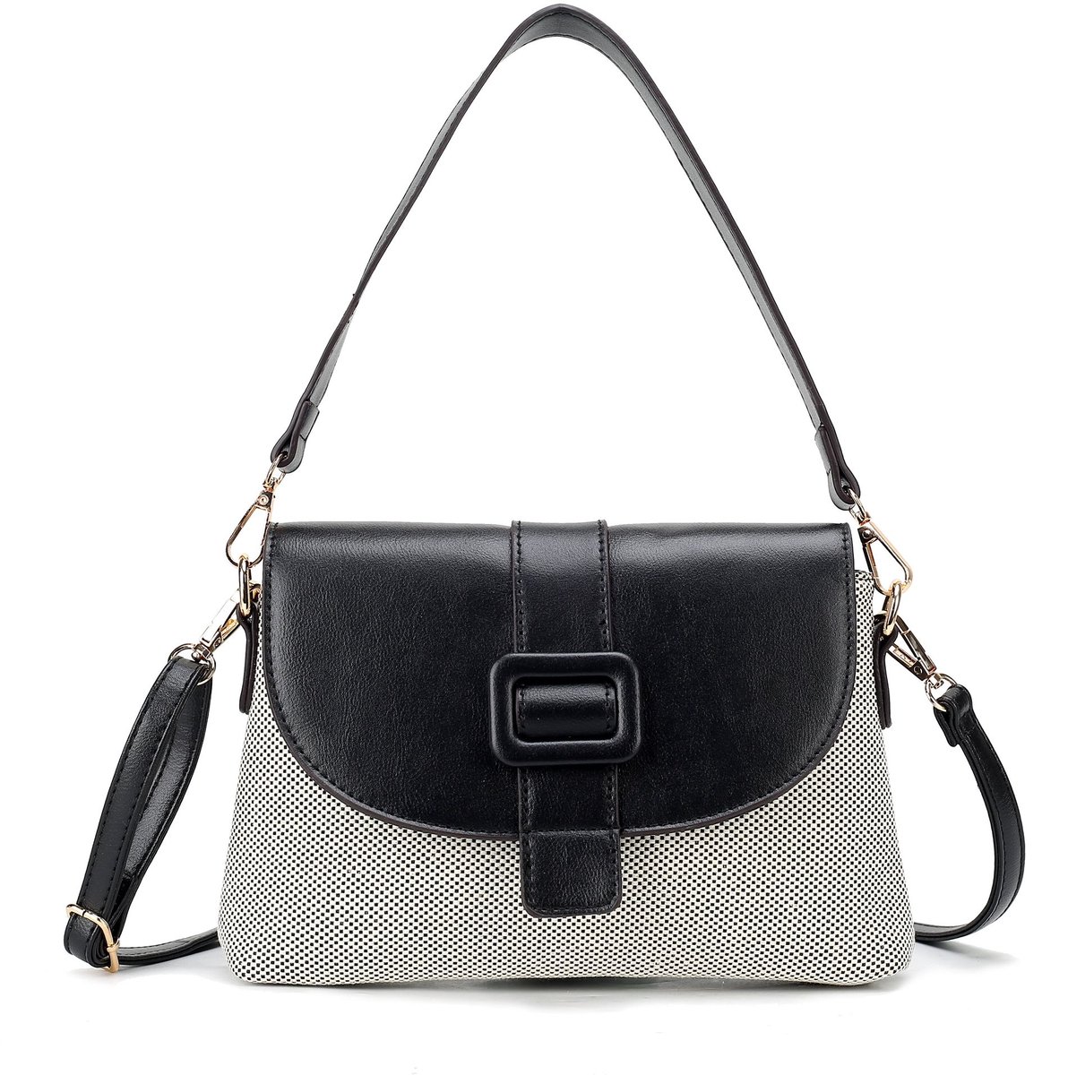 Gussaci - Handtas & Crossbody Tas Dames – PU Leer – Zwart – Verstelbare Schouderriem – 25 x 16 x 5 cm
