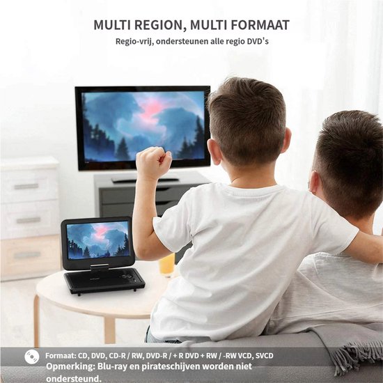 ieGeek Draagbare DVD Speler Auto - 11.5 Inch - 9,5 Inch Oogbeschermend Scherm - USB - Draaibaar Scherm - 5 Uur Oplaadbare Batterij - voor Kinderen en in de Auto - IK-902 - Blauw van ieGEEK — afbeelding 4