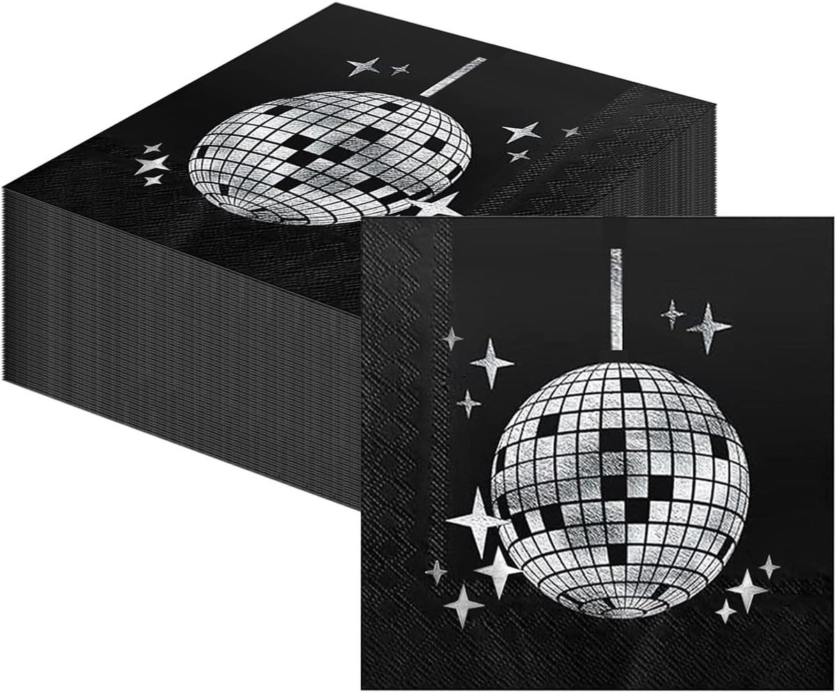 25 stuks feestelijke servetten met discoprint - voor verjaardagen en jubilea