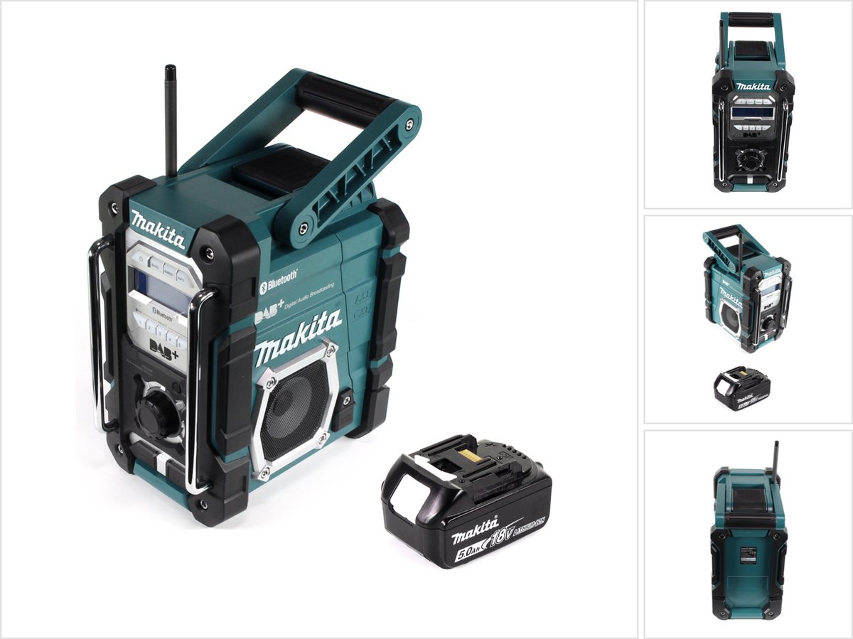 Makita DMR 112 T1 accu bouwradio 7,2 - 18V Bluetooth DAB+ + 1x 5,0Ah accu - zonder oplader