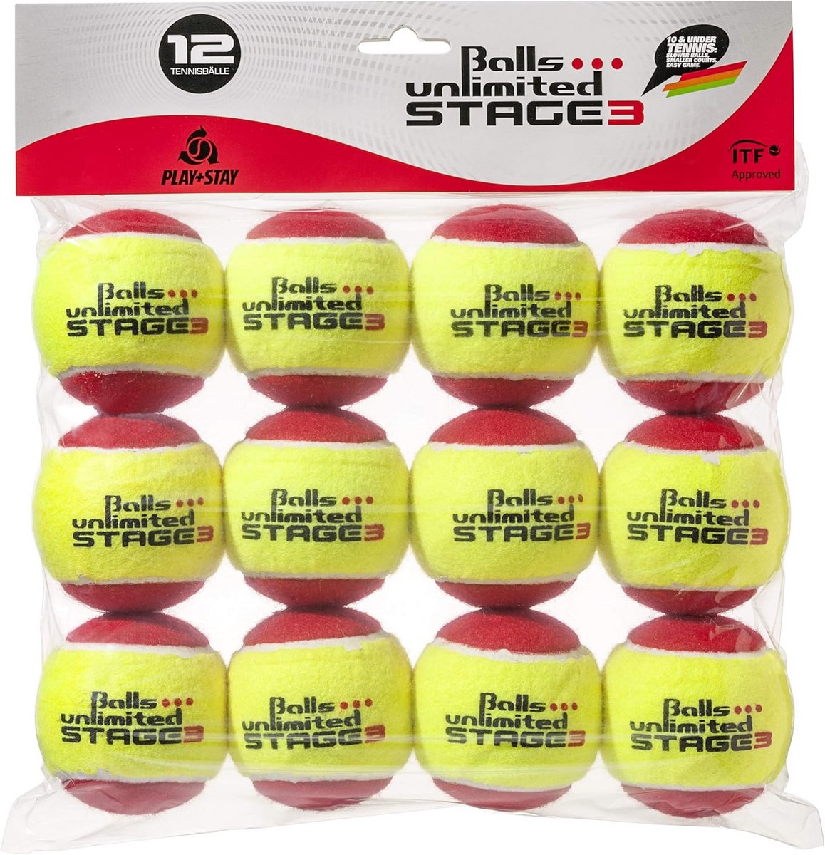 Trainingsballen Rood Voor Kinderen - Stage 3 Tennisballen met 75% Drukverlaging (12 Stuks)