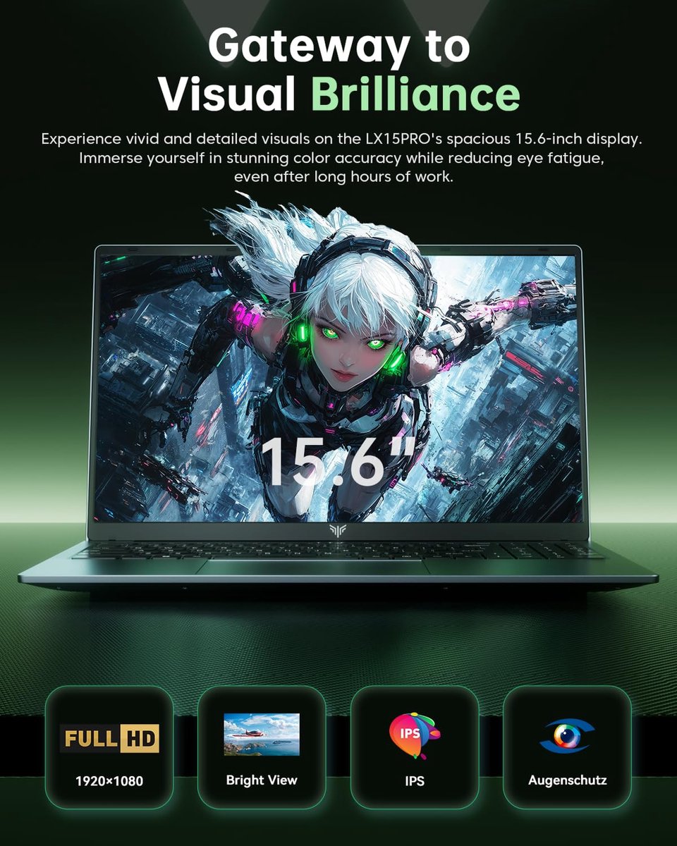 ACEMAGIC LX15Pro Gaming Laptop – 15,6 Zoll FHD Display - AMD Ryzen 5 7430U Prozessor - tot 4,3 GHz - 16 GB RAM DDR4 512 GB SSD - Grijs — afbeelding 5