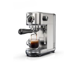 NaevaMi Espressomachine - Koffiezetapparaat - Koffiemachines - Koffieapparaat - Semi Automatisch - Chroom - 20 Bar - Temperatuur Instelbaar - Hoogwaardige RVS Behuizing - 5-10 Kopjes - 51mm Portafilter