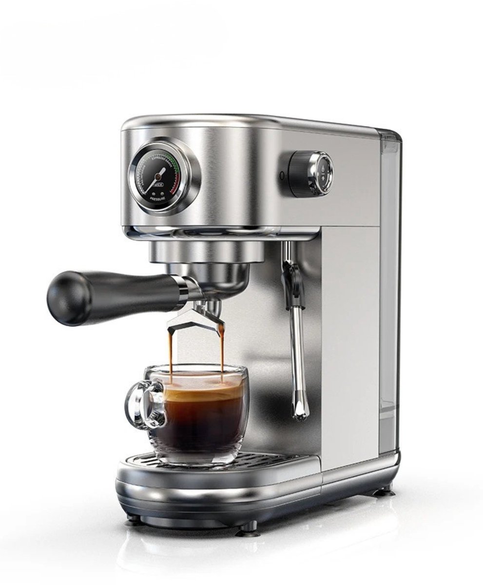 NaevaMi Espressomachine - Koffiezetapparaat - Koffiemachines - Koffieapparaat - Semi Automatisch - Chroom - 20 Bar - Temperatuur Instelbaar - Hoogwaardige RVS Behuizing - 5-10 Kopjes - 51mm Portafilter