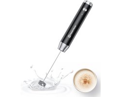 Oplaadbare Melkopschuimer - Elektrische Opschuimer - Koffie Maken - USB-C Oplaadbaar - 7 x 7 x 17.6 cm - Zwart
