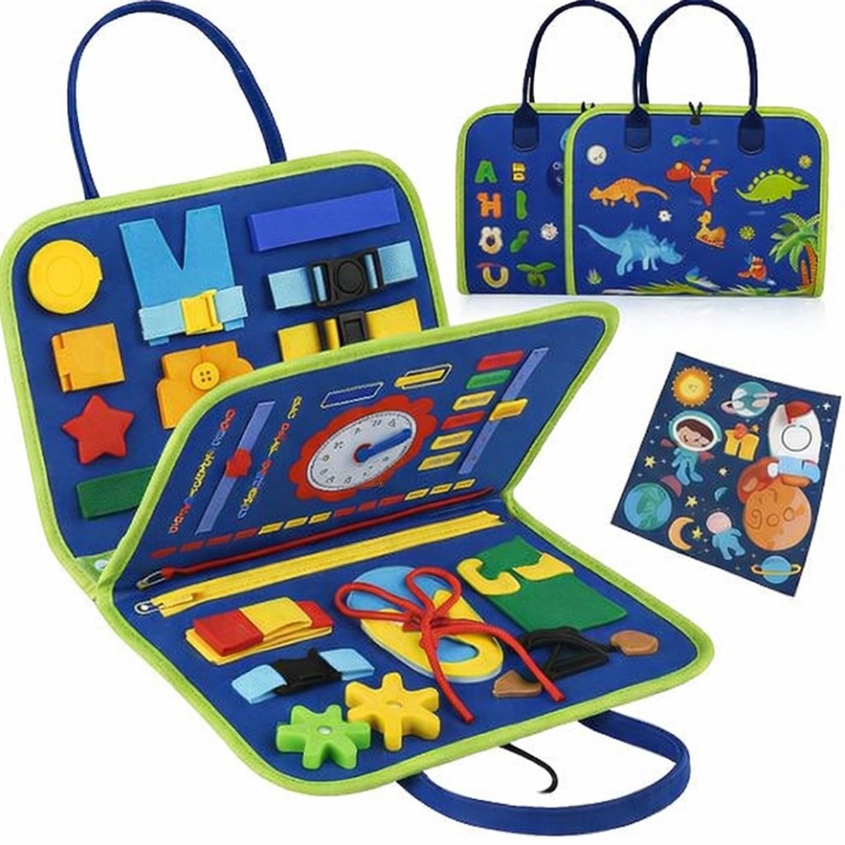 Montessori Busy Board Blauw – Activiteitenboek voor Peuters – Educatief Speelgoed - Motoriek Speelgoed - Leeftijd 1-3 Jaar - Motoriek Ontwikkeling