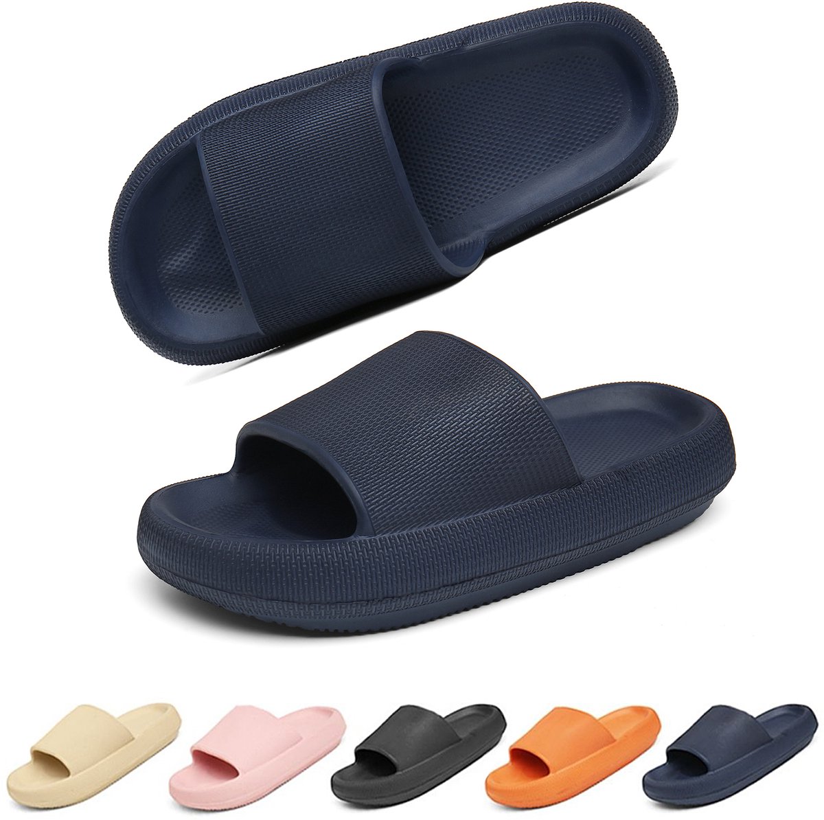 Geweo Slippers Heren Dames - EVA Badslippers Unisex - Anti-Slip en Stevig Voetbed - Anti-lawaai - Blauw - Maat 42/43
