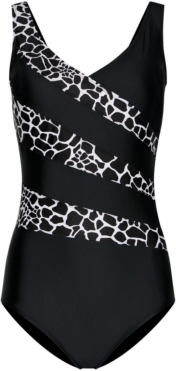 Pastunette Badpak - Noir Safari - Zwart/Wit - Corrigerend