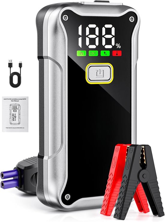 Florixa®Jumpstarter Voor Auto - Jumpstarter - Starthulp - Zwart - 28cm x 21cm x 5cm