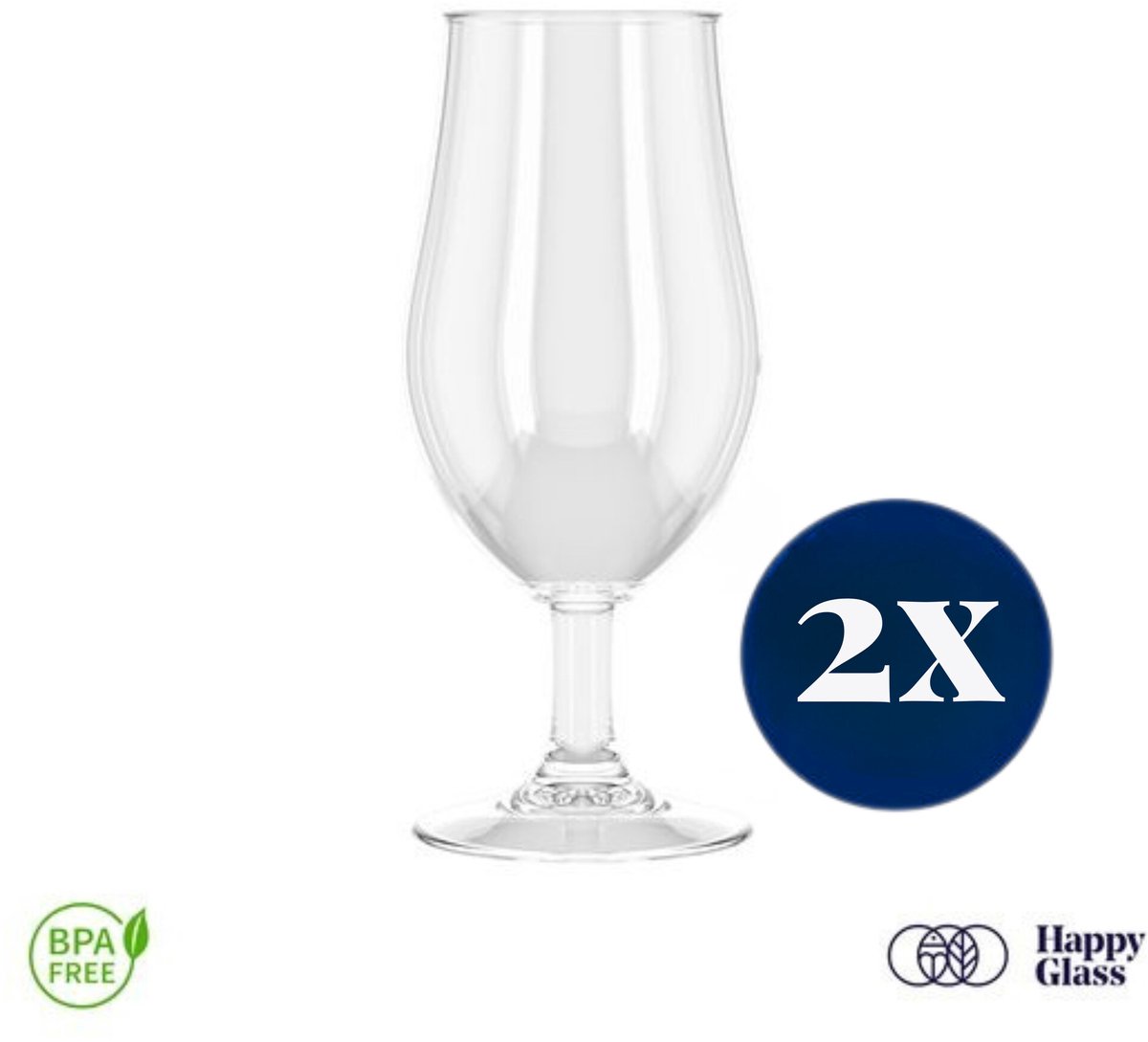 HappyGlass Mister Gustav Bierglas -Set van 2 Kunststof Glazen 500ml