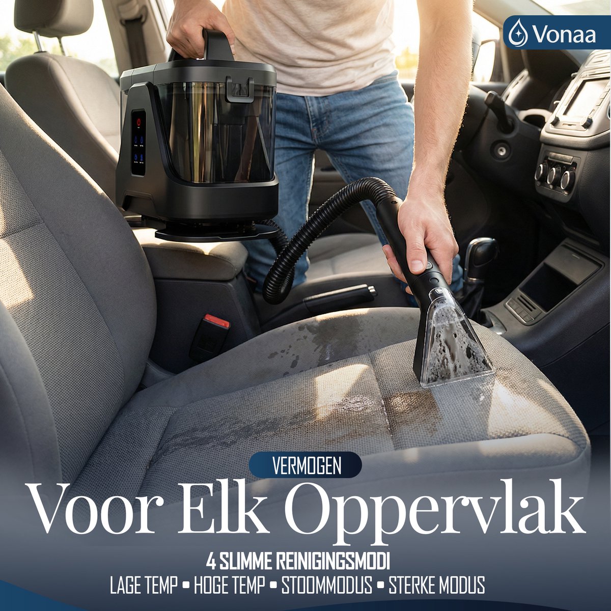 VONAA® Stoomreiniger PRO 6 in 1 - Met 100°C Stoom - Met 10M Kabel - Tapijtreiniger 1700W – Krachtige Nat- & Droog Tapijtreiniger – Voor Bank, Auto & Meubels — cadeau in Cadeau-ideeën - foto 7