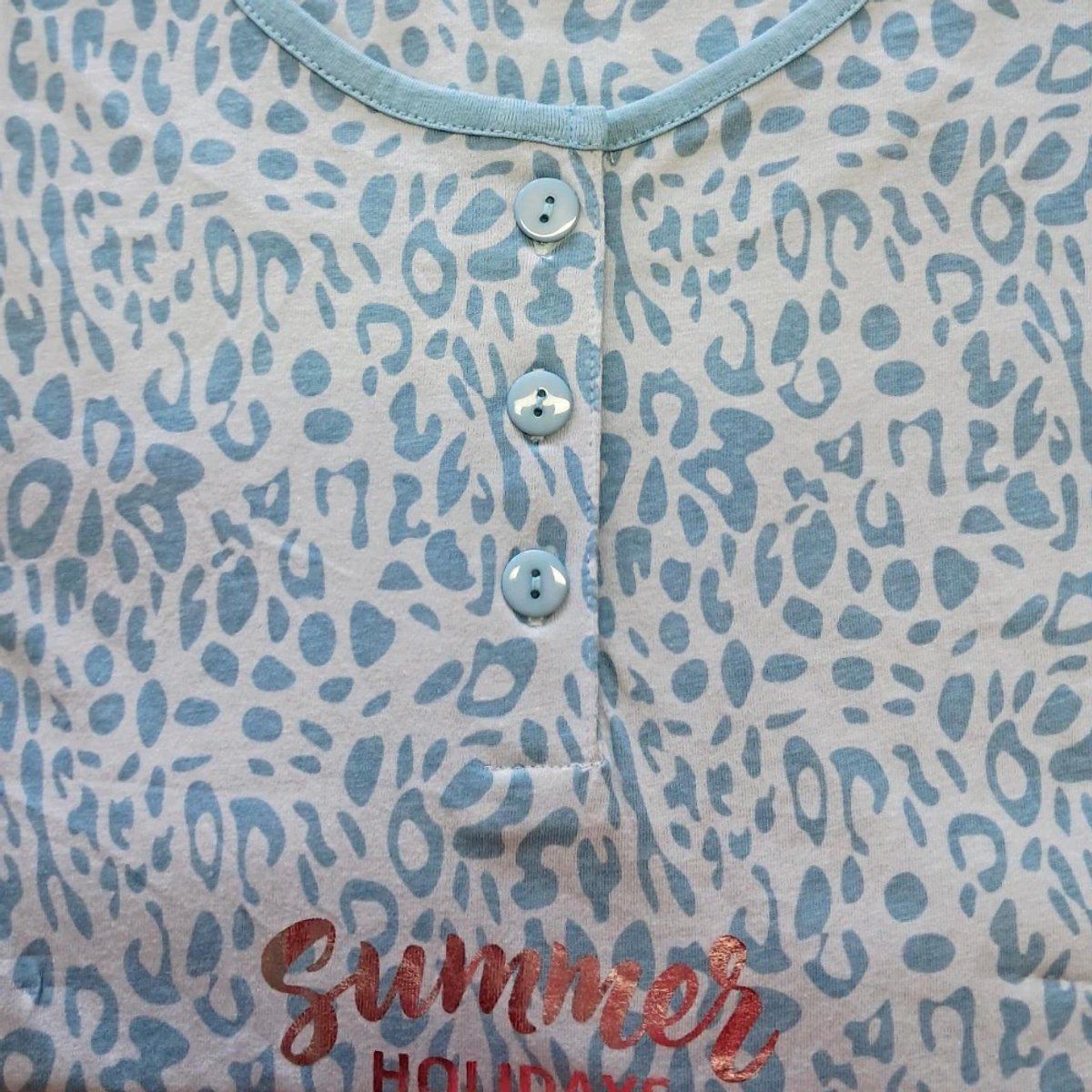 Cocodream Quality Cocodream dames nachthemd korte mouw - 100% katoen - Summer holidays - blauw Blauw, summer holidays