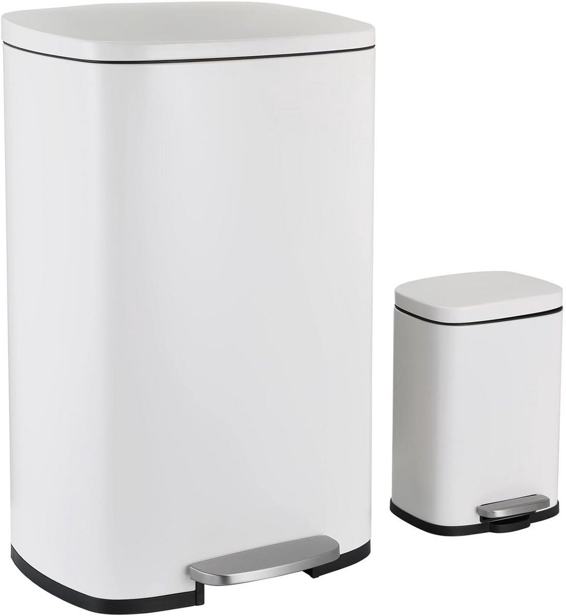 Set van 2 Pedalen Vuilnisbakken 50L en 5L met Softclose Deksel en Binnenemmer