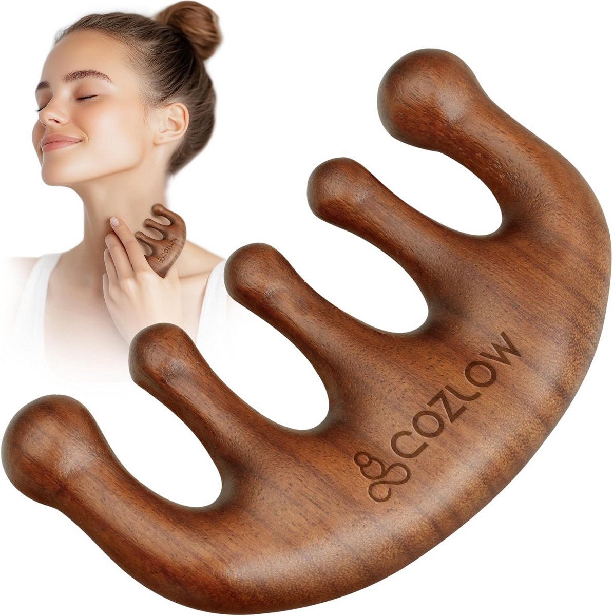 Hoofdhuidkam van Sandelhout voor Nek en Schouder Massage en Haarverzorging