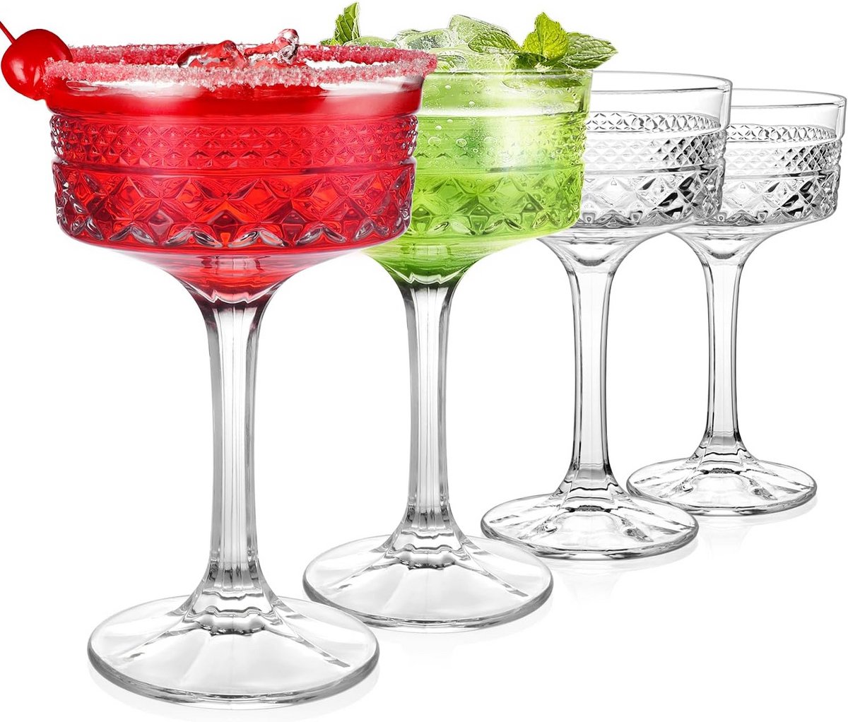 Set van 4 Kristallen Cocktailglazen voor Martini en Andere Cocktails