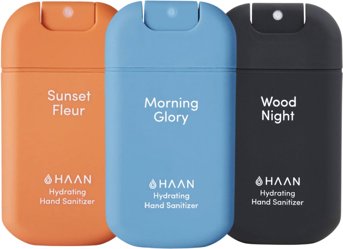 HAAN 3-Pack Mix Handspray Handverzorging Navulbaar 3x 30ml Sunset Fleur, Morning Glory & Wood Night