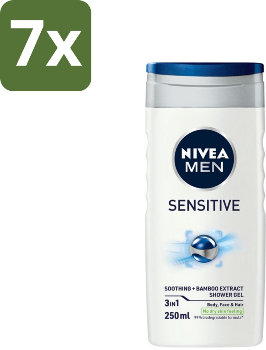 Nivea - Men - Sensitive Douchegel - Hydraterend - 250 ml - Bulkverpakking - 7 stuks