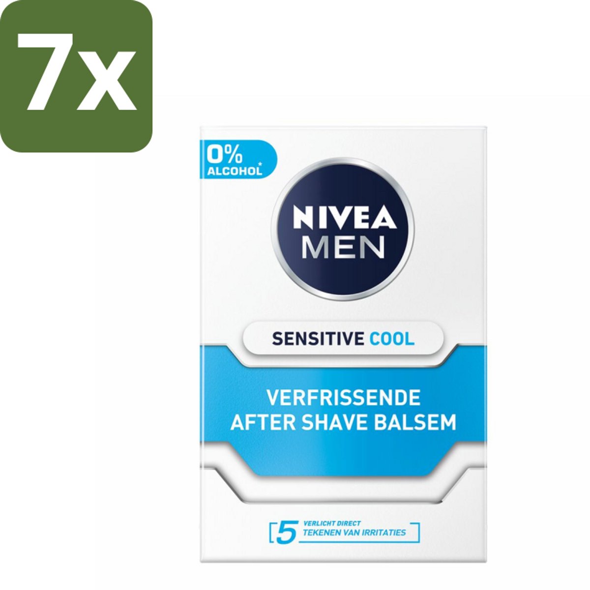7 x NIVEA Men Aftershave Balsem Sensitive Cooling 100 ml - Aftershave Balsem - Alcoholvrij Aftershave - Gevoelige Huid - Scheren - Roodheid