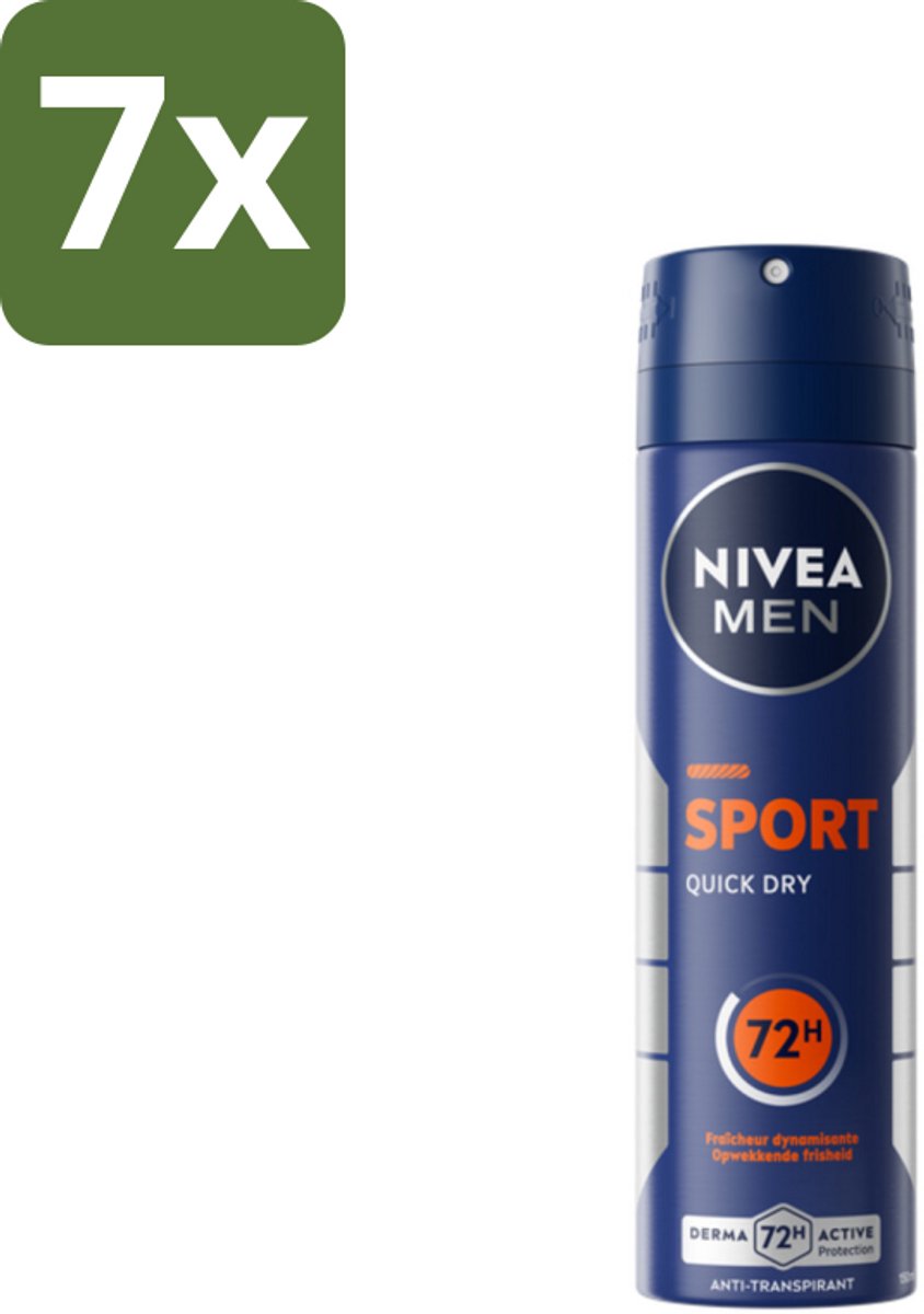NIVEA Men Deodorant Spray Sport 150 ml - Bulkverpakking - 7 stuks