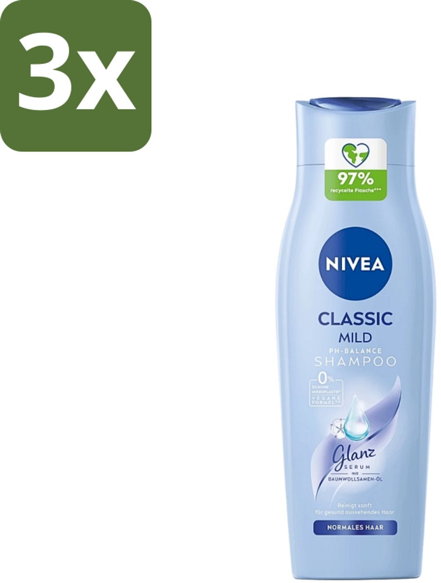 Nivea - Classic Mild Care Shampoo - Voor Extra Glans - 250 ml - Bulkverpakking - 3 stuks