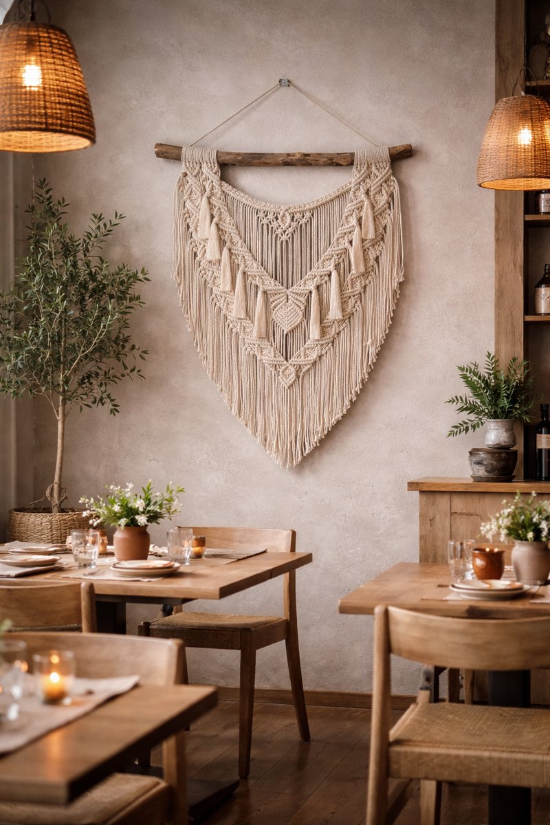 Grote Macrame muur opknoping Hanimeli * Home Decor * muur opknoping * Makramé muur * muur tapijt * Bukuri Decor - 057 Ecru