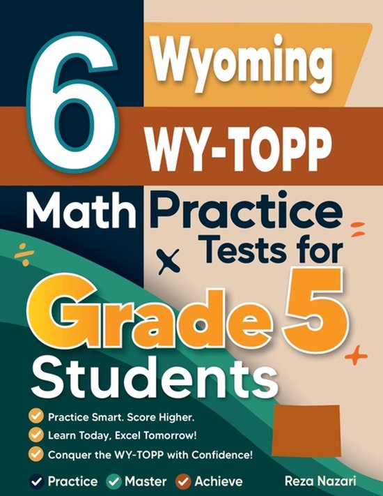 6 Wyoming WY-TOPP Grade 5 Math Practice Tests - cover