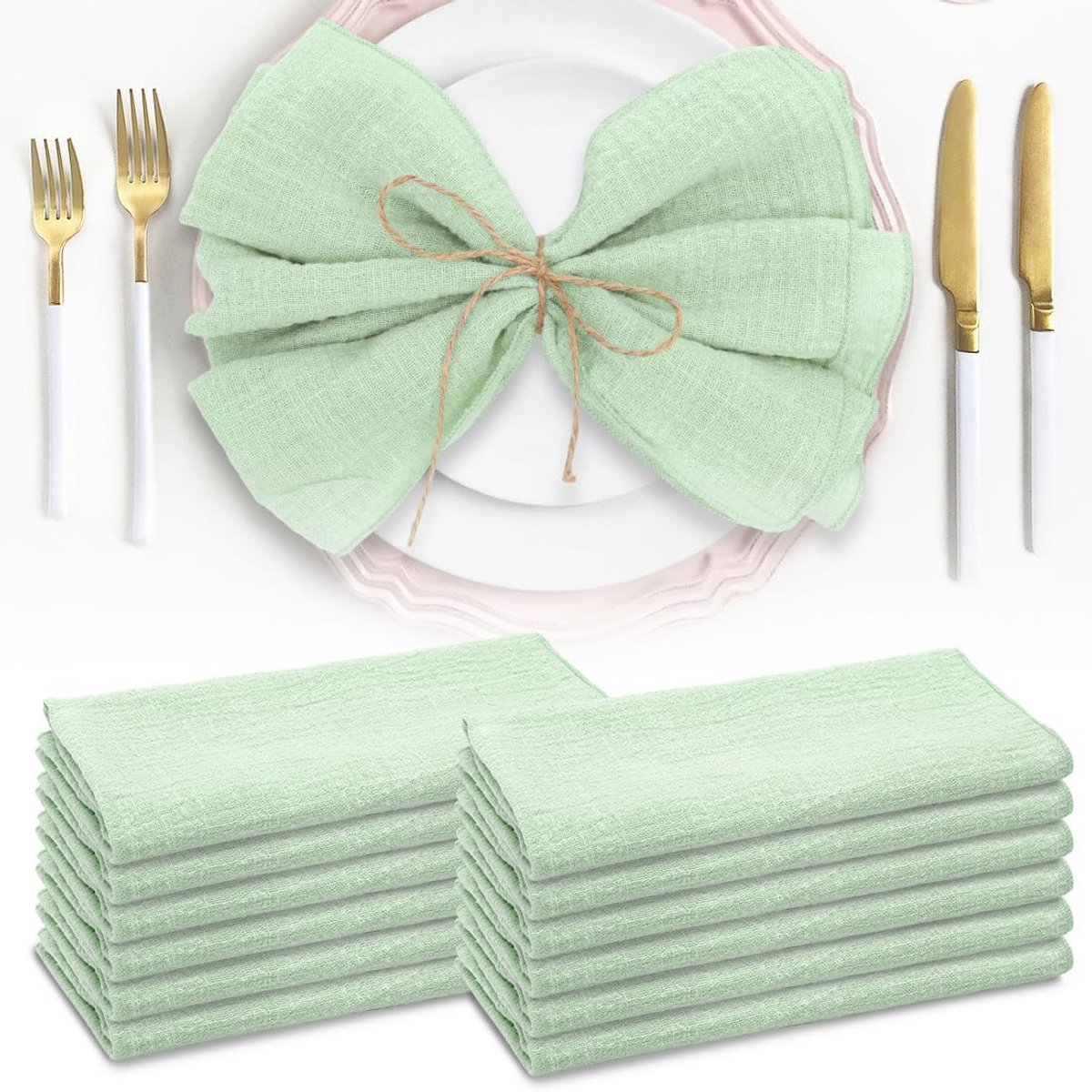 Set van 12 Linnen Stoffen Servetten 42x42 cm voor Tafeldecoratie