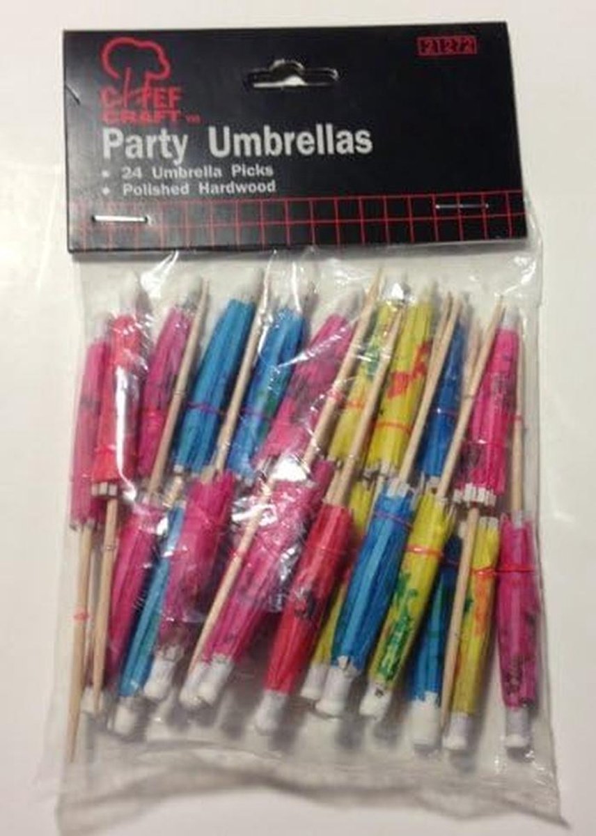 24 Houten Cocktail Parasolletjes - Decoratieve Drink Prikkers voor Feestjes