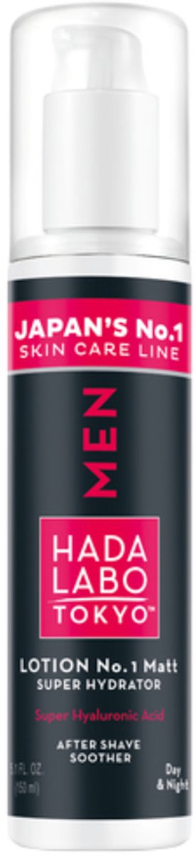 Hada Labo Tokyo Lotion No.1 Matte Super Hydrator Man – Hydraterende Gezichtslotion met Hyaluronzuur – Matte Finish Gezichtsverzorging voor Mannen – 150 ml