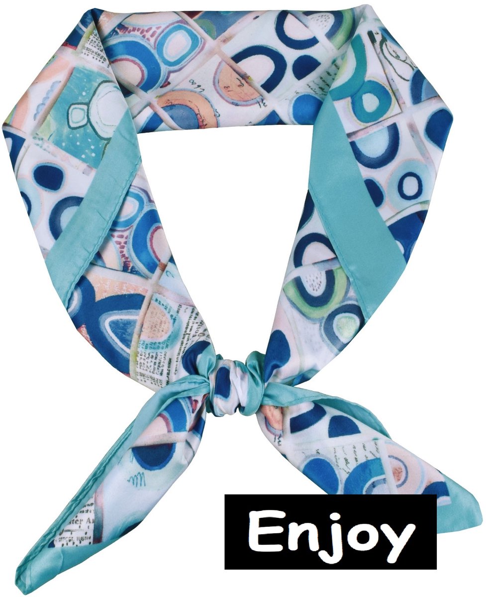 Sjaaltje - blauw -vierkant 70cm bij 70cm - voor om de hals of in haar-Bandana - trendy en modieus