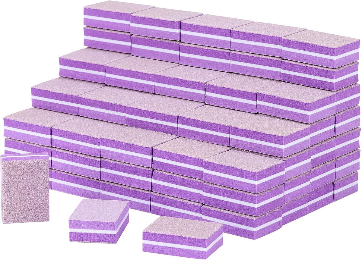 100 Stuks Mini Nagelvijlen Bufferblokken 180/100 Grit Nagels Polijsten