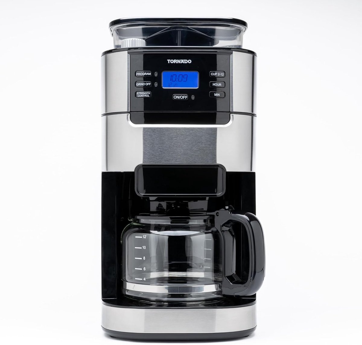 Tornado TCM-1025A-GS - Koffiezetapparaat met Bonenmaler - 1.5L - 12 Kopjes - Timer thumbnail 2