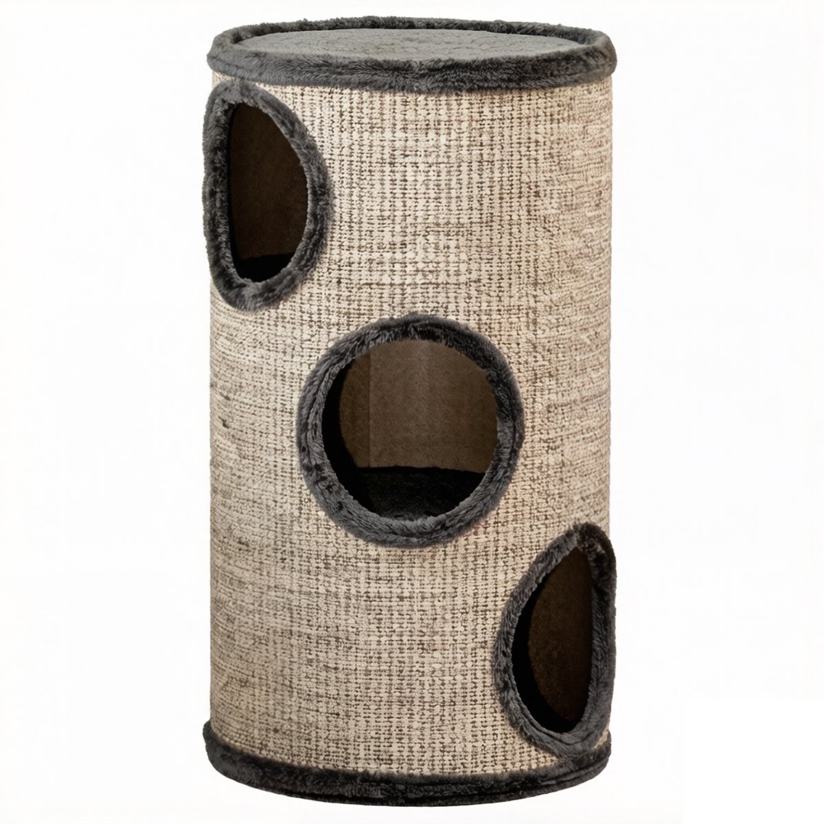 Kattenkrabton Drie lagen ontwerp Groot krasbestendig sisal oppervlak Zachte comfortabele rustzone Modern stijlvol ontwerp Stevig duurzaam houten frame Biedt katten veilige klim- en speelruimte 38x38x70cm Grijs