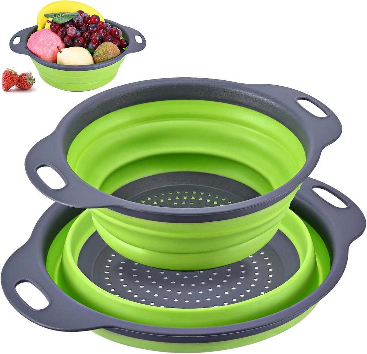 Opvouwbare siliconen pastavergiet, set van 2, compact en draagbaar