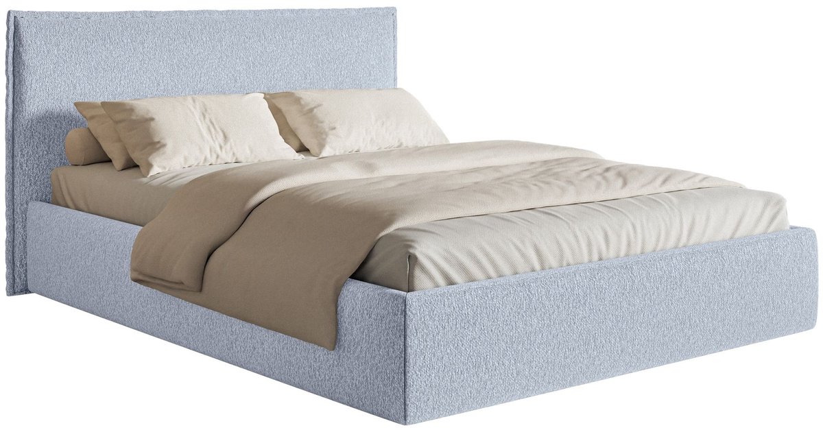 Selsey Softie Slim – Gestoffeerd bed 160×200, chenille, lichtblauw