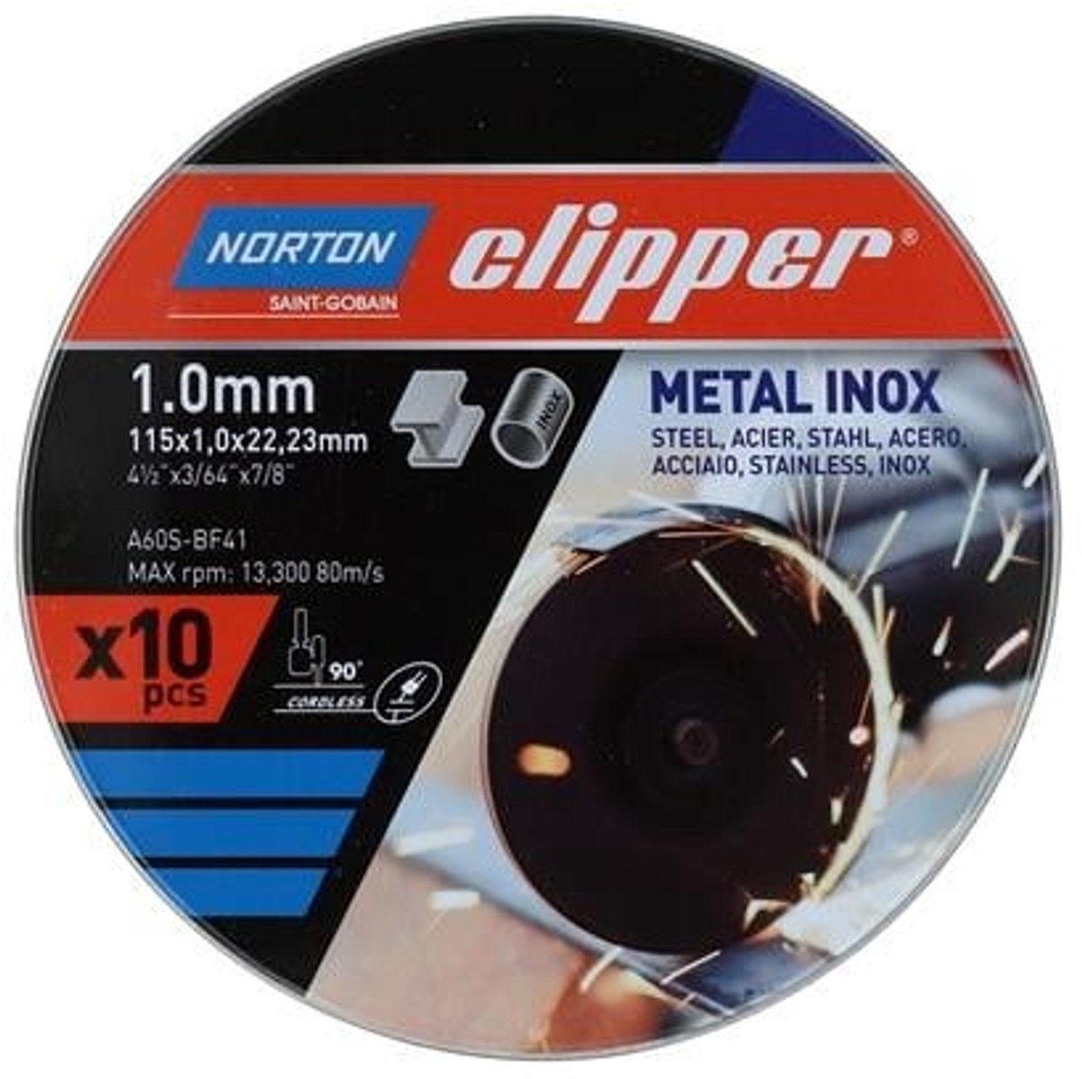 Trennscheibe D115x1,0mm Typ 41 Metall-Inox 13300 min-1 10 St.