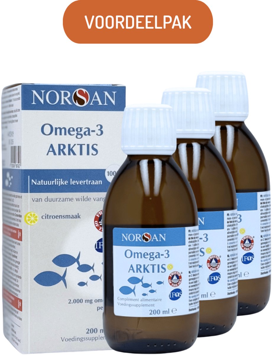 NORSAN | OMEGA-3 ARKTIS NATUURLIJK LEVERTRAAN | VOORDEELPAK | 3 FLESSEN X 200 ML
