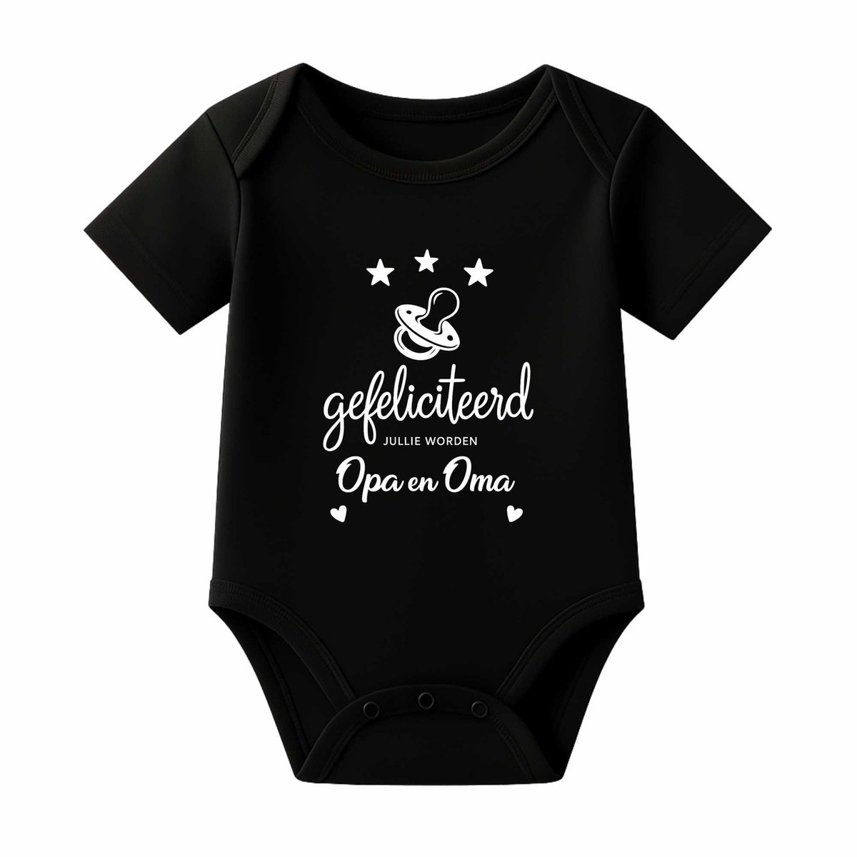Romper Baby Aankondiging – Gefeliciteerd, jullie worden Opa en Oma – Zwart – Korte mouw – Maat 74/80