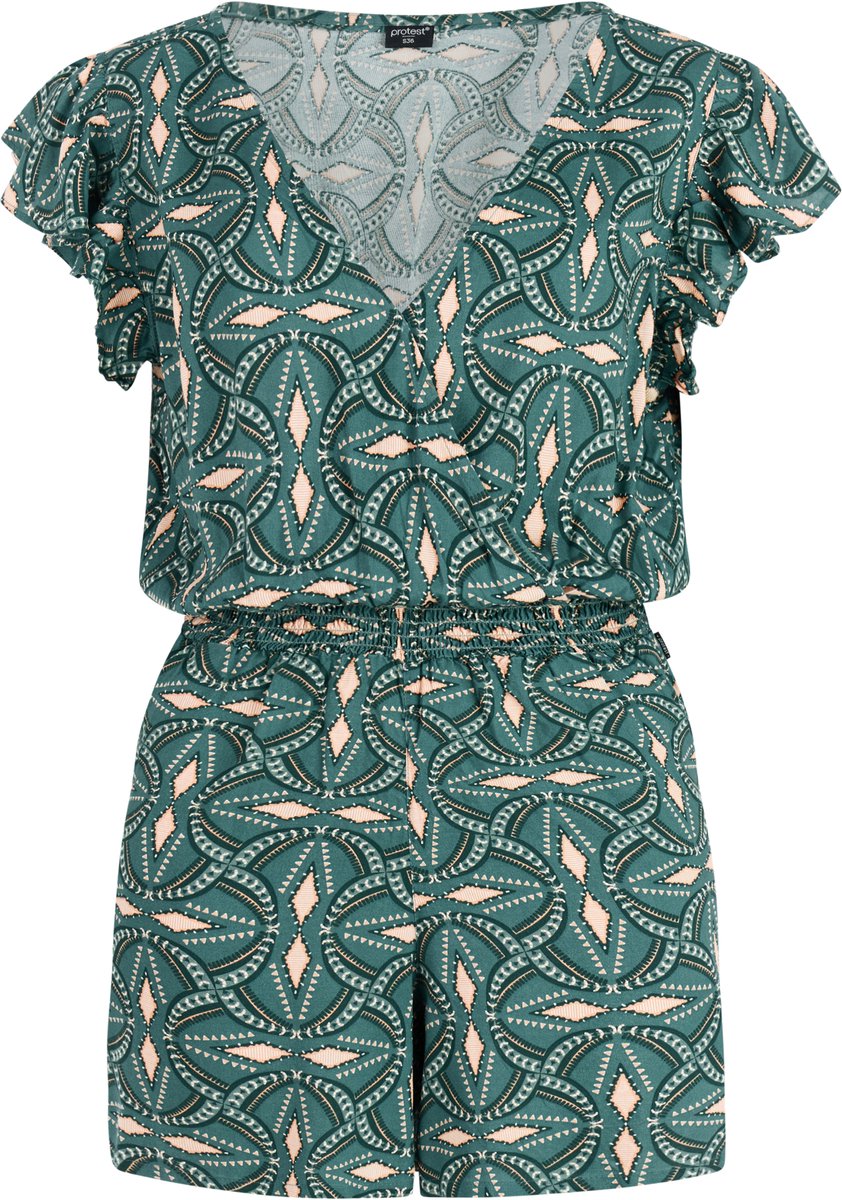 Protest PRTCurve Playsuit Dames Tailleband elastiek V hals Normale pasvorm Groen