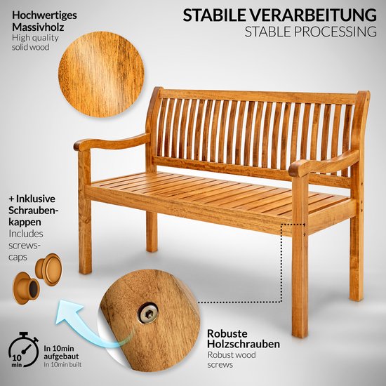 Tillvex - banc de jardin bois - 2 places - banc de parc - banc solide - salon de jardin de jardin