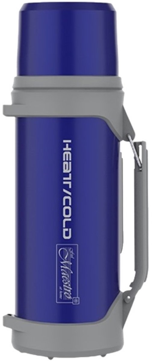 Maestro Classic Blue - Thermosfles - 1000 ml - Push-knop opening - Inclusief bekerdop