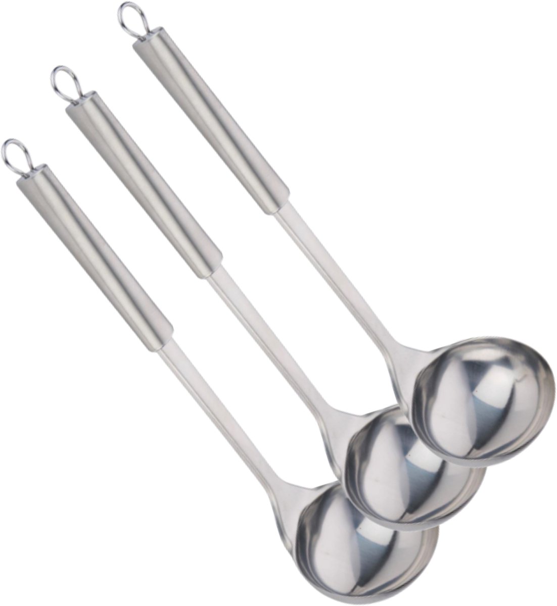 Soep/saus opscheplepel - 3x stuks - zilver - RVS - 31 cm - Keukengerei - soeplepel