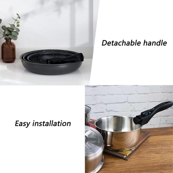 Verwijderbare pannengrepen - Vervangende handgrepen - afneembare handgreep - Schroei- en hittebestendige - Ergonomische - Universeel - gietijzeren pan, koekenpan, soeppotten en bakplaten — afbeelding 4