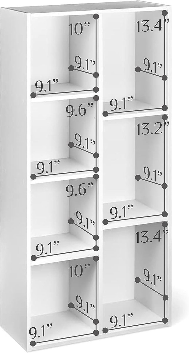 Boekenkast 5 Vakken Casa Velluto Vela – Witte Houten Opbergkast 190x60x28cm – Moderne Vrijstaande Kantoor- en Woonkamerkast – Verstelbare Planken, Open Studeerkamer Kast