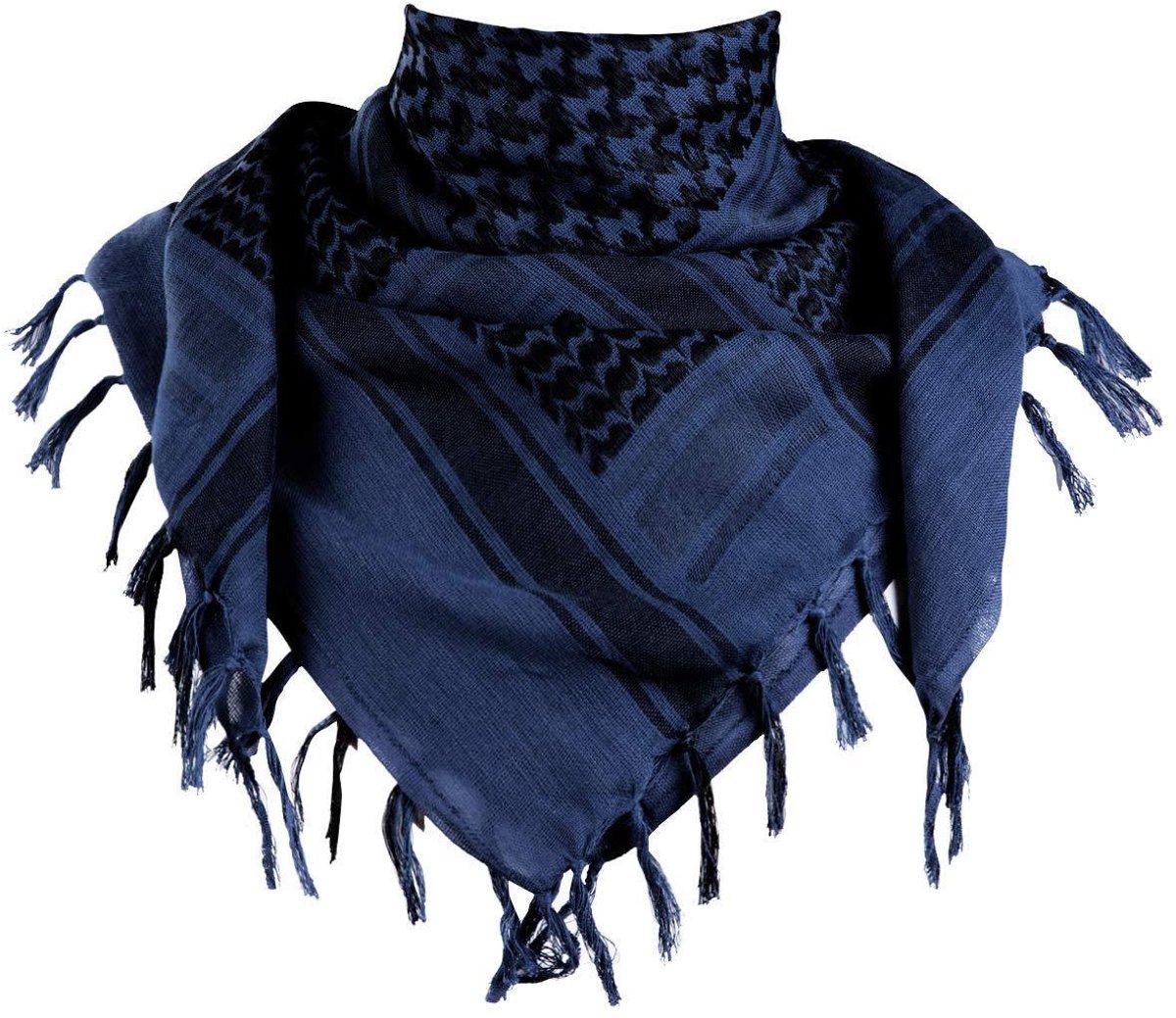 Desert Tactical sjaal, Desert Tactical bandana met kwastje, gezichtsmasker, Arabische tulband, 110 x 110 cm,blauw