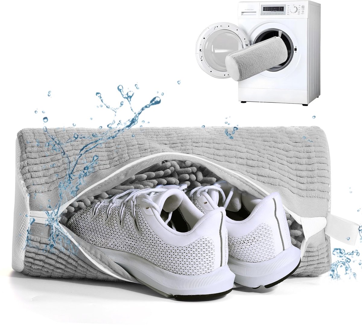 Schoenwaszak voor Wasmachine - 1 Stuks Waszak voor Wasdroger & Wasmachine - Herbruikbare Reinigingshoes voor Sneakers - 360° Diepe Reiniging Geschikt voor Alle Schoenen - Met Zelfsluitende Rits