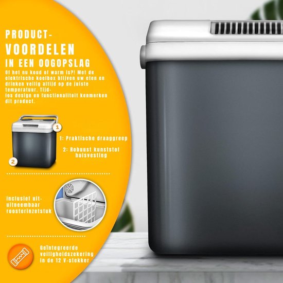 Florixa® Elektrische Koelbox - 32 Liter Koelbox Elektrisch 12V 230 Volt - Koelbox Auto - Grijs - ‎45cm x 32cm x 44cm van Merkloos — afbeelding 3