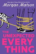 De achterkant van een Dalmatiër met een gele lijn die de enkels van iemand vastbindt, met daarop de titel "The Unexpected Everything" in roze letters.